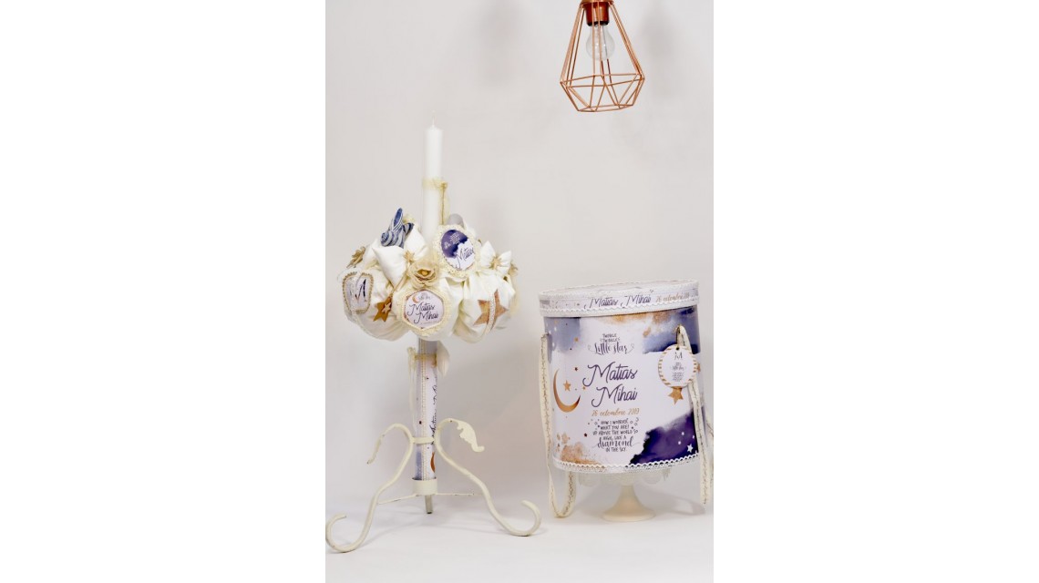 Trusou de botez pentru baieti cu praf de stele auriu, Twinkle Twinkle Little Star  1